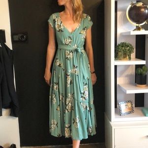 Free People Teal flowered dress